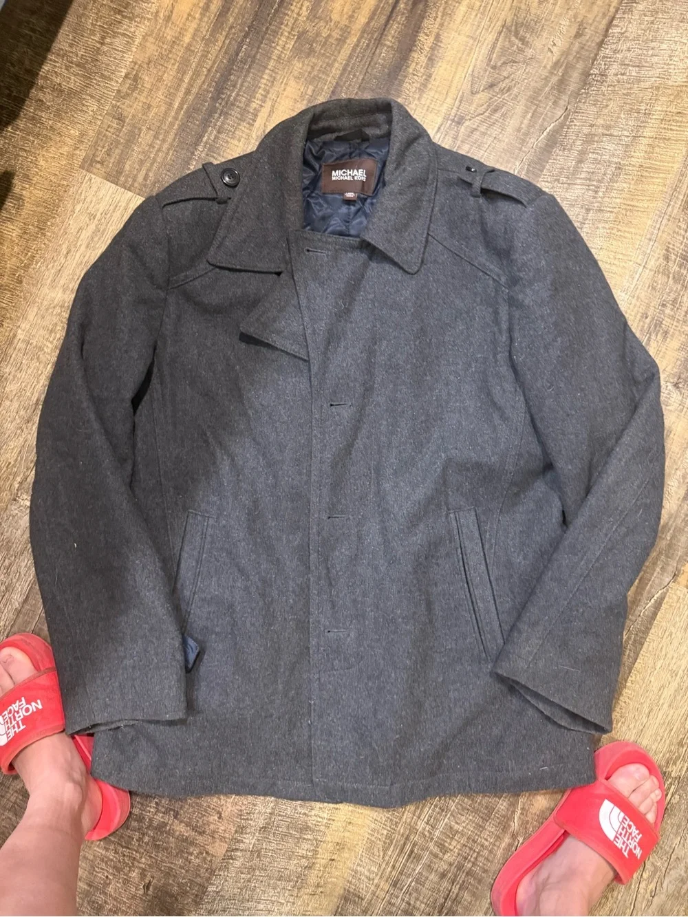 Sold - MICHAEL Michael Kors Dark Gray Wool-Blend Pea Coat